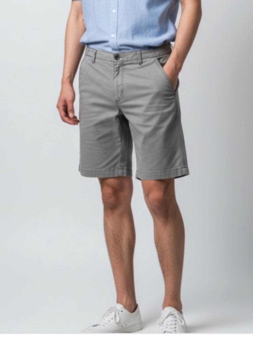 Plugg Men's Flat Front Chino Shorts in Light Gray
